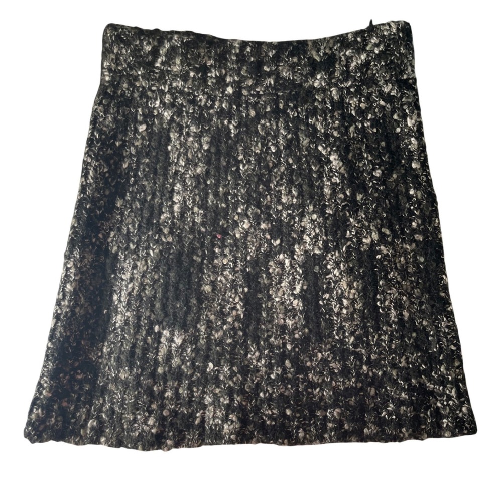 FENN‎ WRIGHT MANSON Textured Knit A Line Midi Skirt Black Silver SM Wool BleNd - Picture 7 of 7